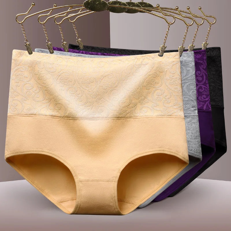 3Pcs/Lot Plus Size Underwear Women High Waist Women's Panties Cotton Brief Girl Breath Panty Abdominal Underpants Ladies L-5XL