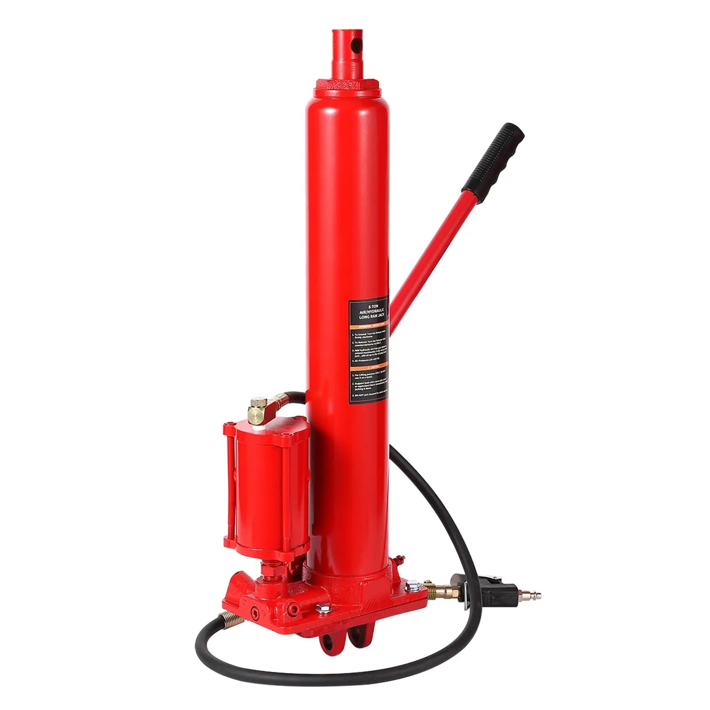 8 Ton Air/Hydraulic Long Ram Jack, Engine Hoist Cylinder with Air Pump & Clevis Base, Long Ram Jack for Engine Hoists, Garage Crane