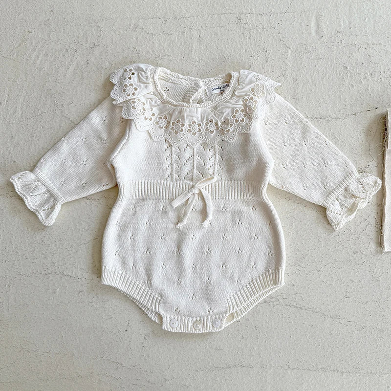 0-24M Warm Baby Clothing Knit Romper Newborn Romper Infant Toddler Boy Girl Long Sleeve Jumpsuit Embroidery Fall Spring Outfits
