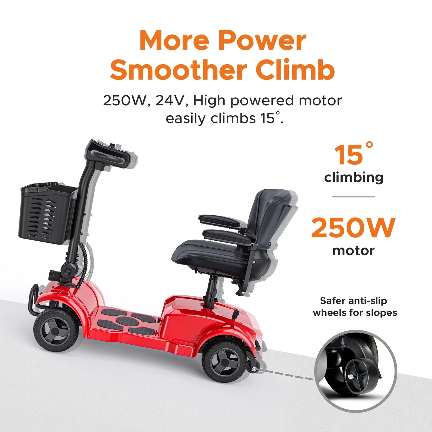 ENGUIE Four-Wheeled Electric Scooter, 250 W, 24 V 12 AH, 6.2 MPH Max Speed, 15.5 Miles Range, Ideal For Short Trips and Urban Living