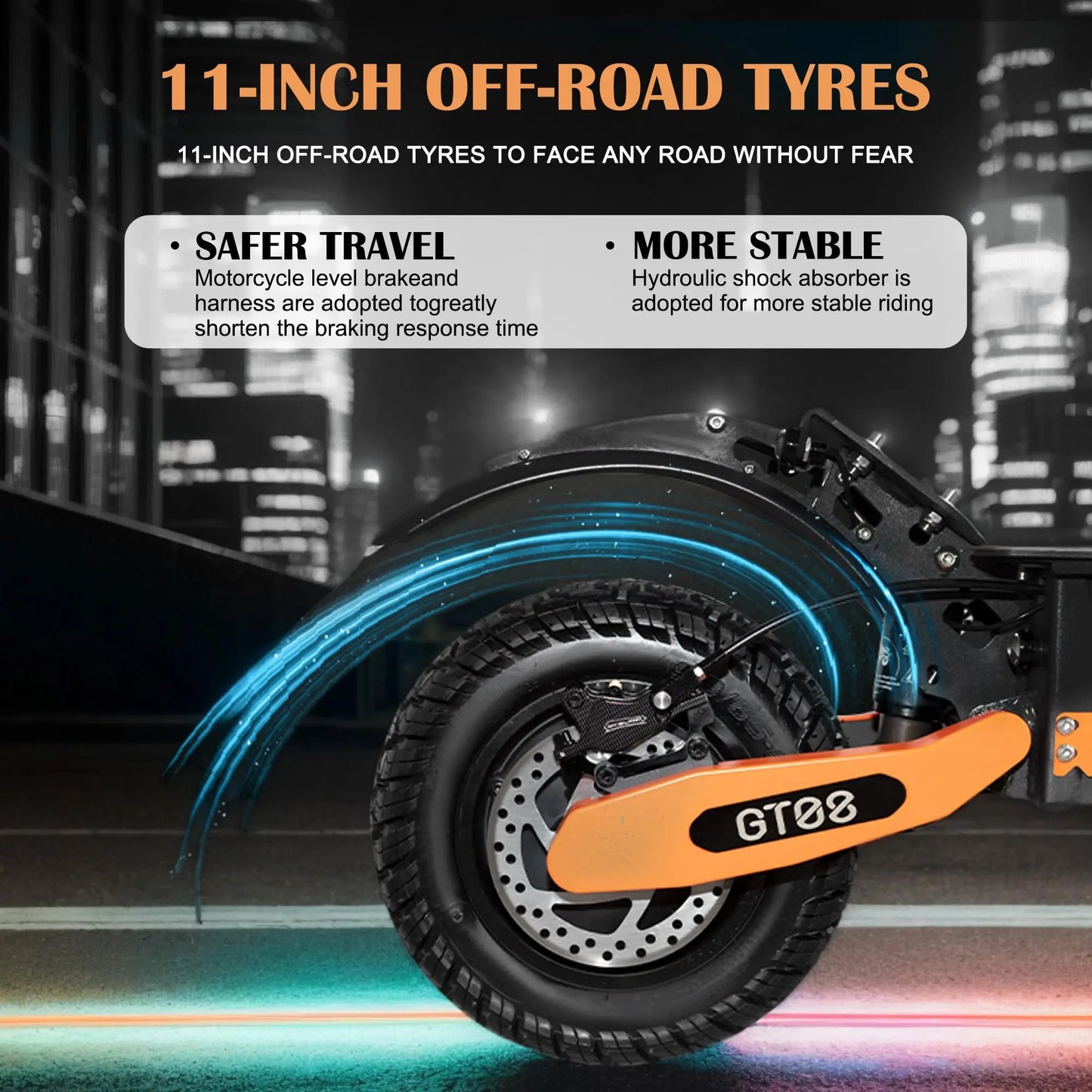 GT08 5600 W Adult Electric Scooter Dual Motor Top Speed 50 MPH,60 V 27 AH, 11-inch Off-Road Tires Sport Folding e-Scooter with Seat