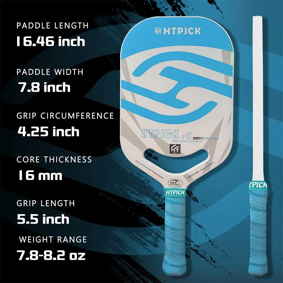 HTPICK Pickleball Carbon Fiber T700 Hot Pressed Borderless Integrated Molding High end Professional Enhanced Rotation Pickleball