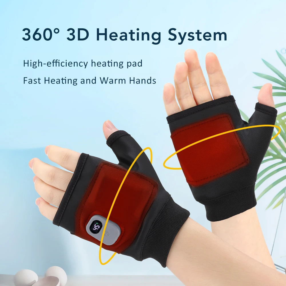 3 Levels Electric Heated Gloves Rechargeable 360° Thermal Hand Brace Gloves Windproof Hand Warmer for Outdoor Hiking Cycling