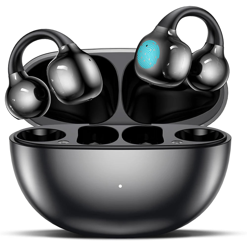 UYUXIO Wireless Head phone with B T 5.4 Clip on Open Ear Earbuds 72 H Play Time Long-Battery Life Over Ear Buds for Sport Workouts