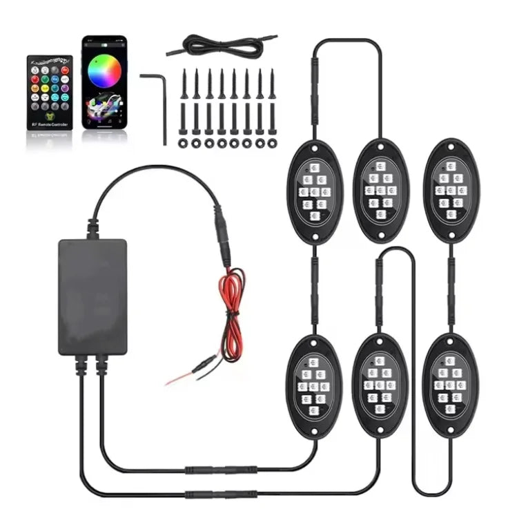 4/6/8/10 Pods, RGB LED Rock Lights For Trucks, APP/Remote Control & Music Mode, For Pickup Off Road RZR SUV ATV UTV Car