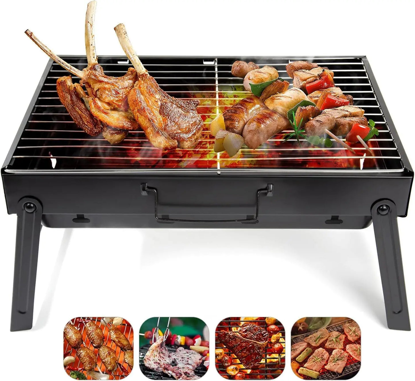 Folding Charcoal Grill, Portable Lightweight BBQ for Camping, Hiking, Picnics, Tailgating, Backpacking – Medium