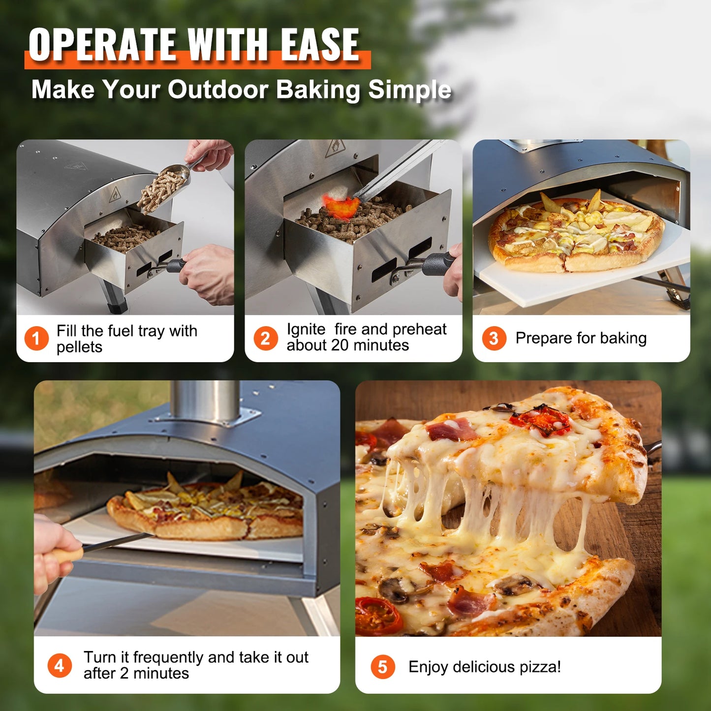 12 inch Outdoor Oven Charcoal Fired Maker Portable Outside Stainless Steel Grill & Pizza Waterproof for Backyard Camping