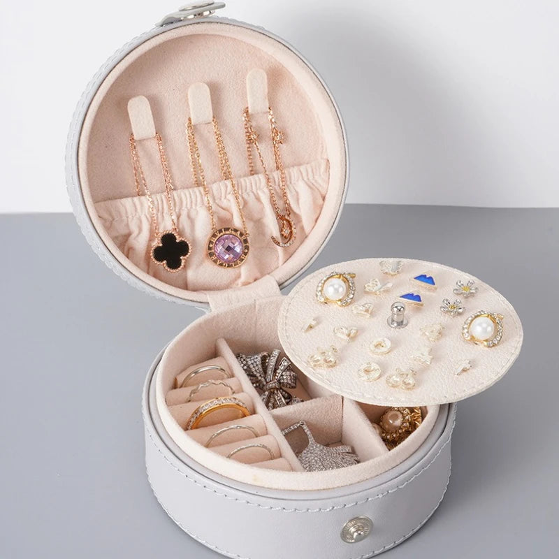 Small Travel Jewelry Organizer Box for Girls Women Earring Rings Storage Case Necklace Pendant Box