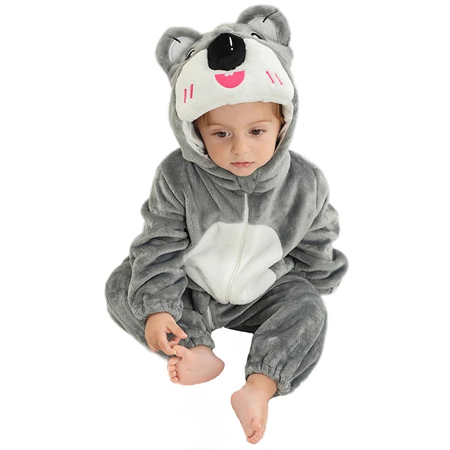 MICHLEY Halloween Winter Baby Rompers Hooded Flannel Cosplay Toddler Infant Clothes Bodysuits Jumpsuit Costume For Girl Boy