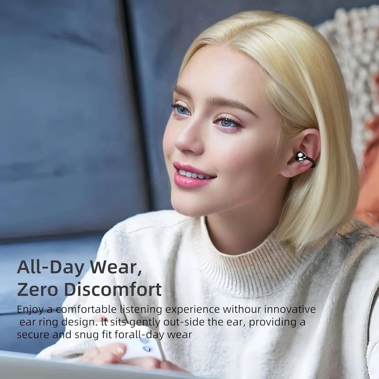 UYUXIO Wireless Head phone with B T 5.4 Clip on Open Ear Earbuds 72 H Play Time Long-Battery Life Over Ear Buds for Sport Workouts