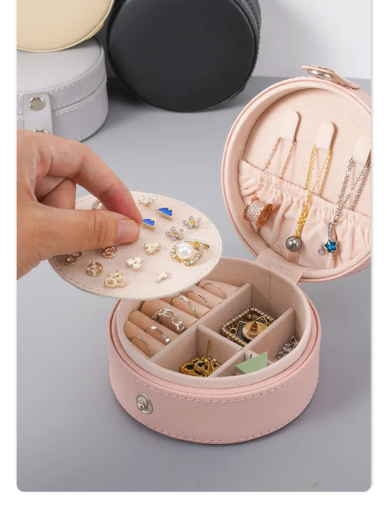 Small Travel Jewelry Organizer Box for Girls Women Earring Rings Storage Case Necklace Pendant Box