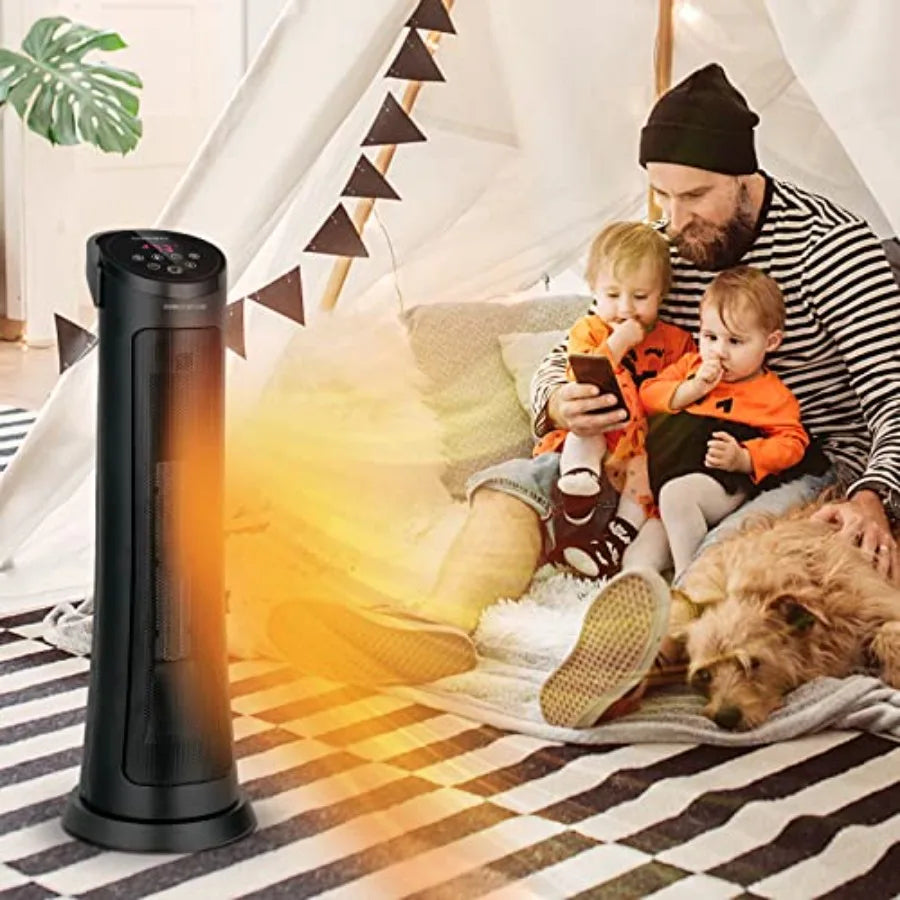 COSTWAY Space Heater for Indoor Use 1500 W PTC Ceramic Heater with 60 Oscillation 3 Heating Modes 24 H Timer Overheat and Tip-Over