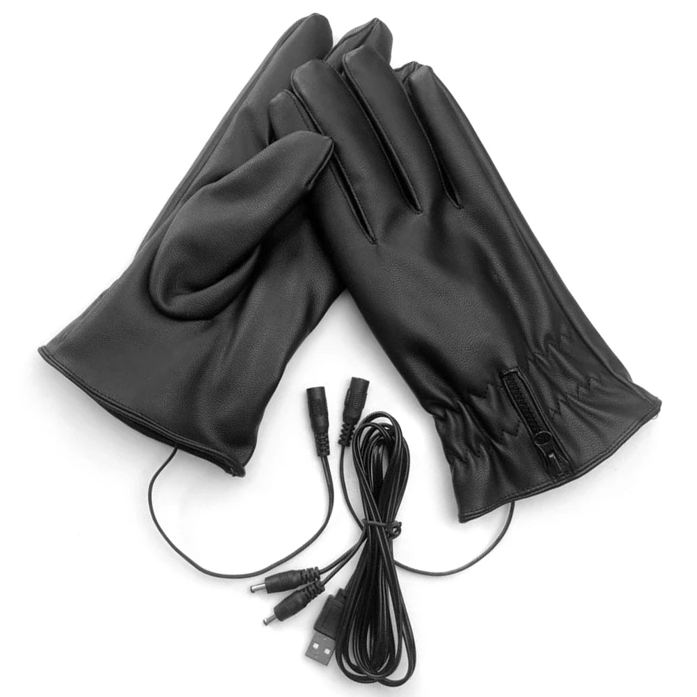 USB Heated Glove Touch Screen Winter Hand Warmer USB Waterproof PU Leather Windproof Men Women for Motorcycle for Cycling Ski
