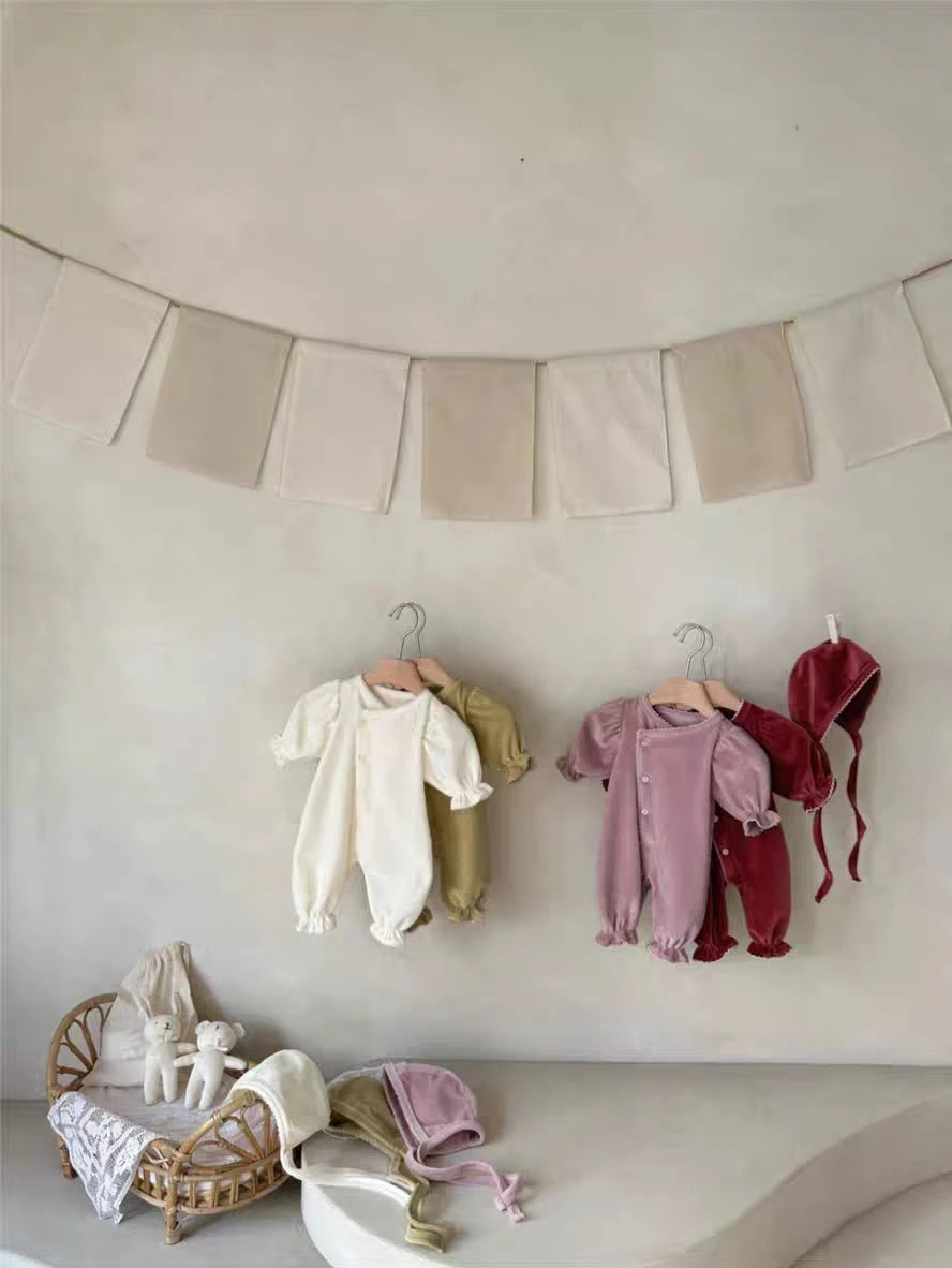 Spring and Autumn new baby jumpsuit round neck slanted collar single breasted long sleeved crawling suit