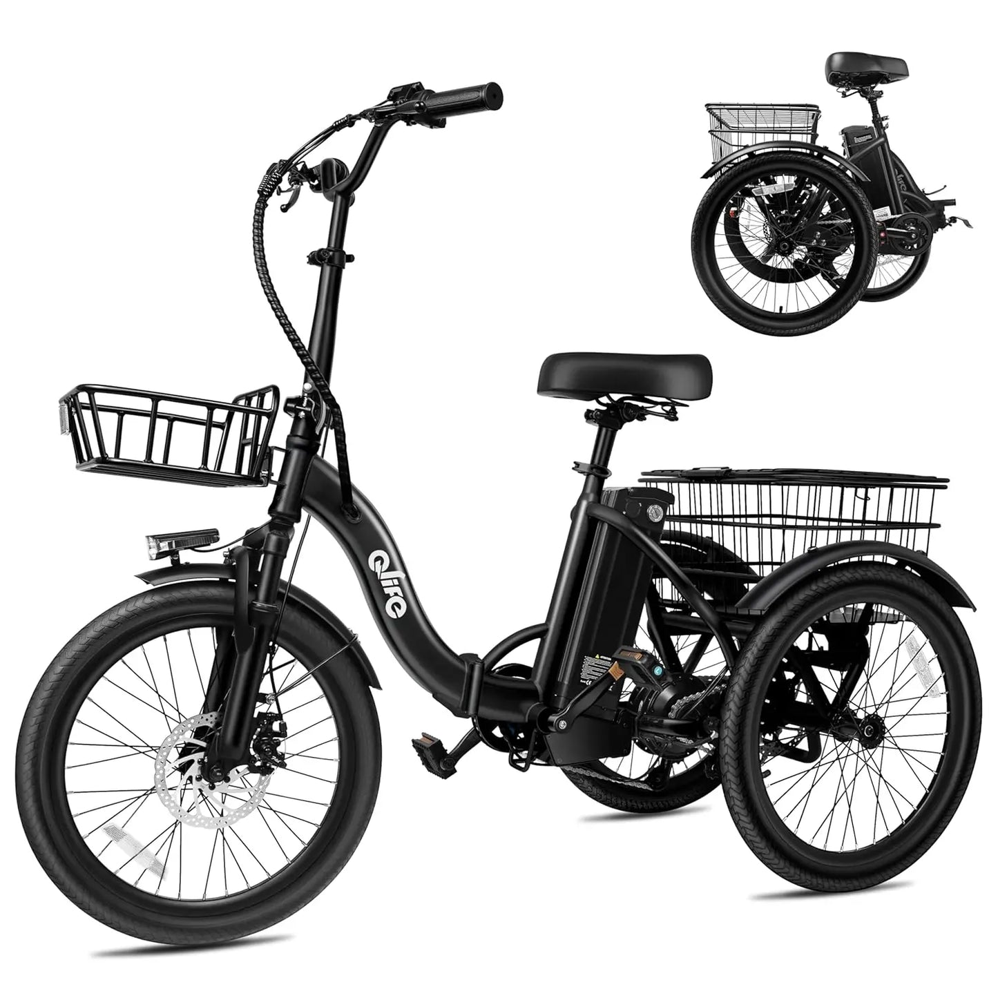 Triker Electric Bike, Peak 750W Brushless Motor Folding Trike Ebike, 468Wh Removable Battery, Step-Thru 3 Wheel, Customized