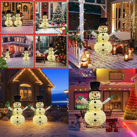 48 Tall Collapsible LED Snowman with 100 Lights - Outdoor Holiday Decor for Christmas, New Year, Winter