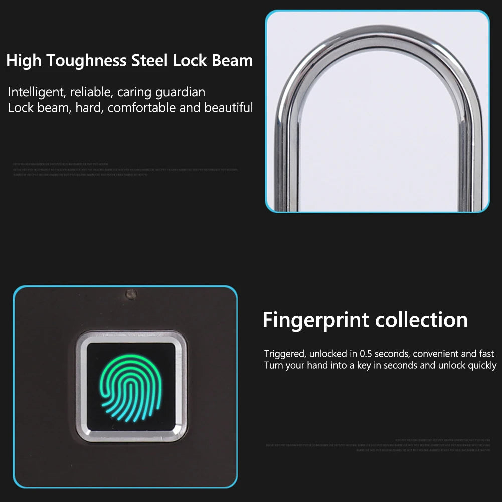 Waterproof Smart Fingerprint Door Lock Anti-theft Padlock for Luggage Case Rechargeable Fingerprint Lock