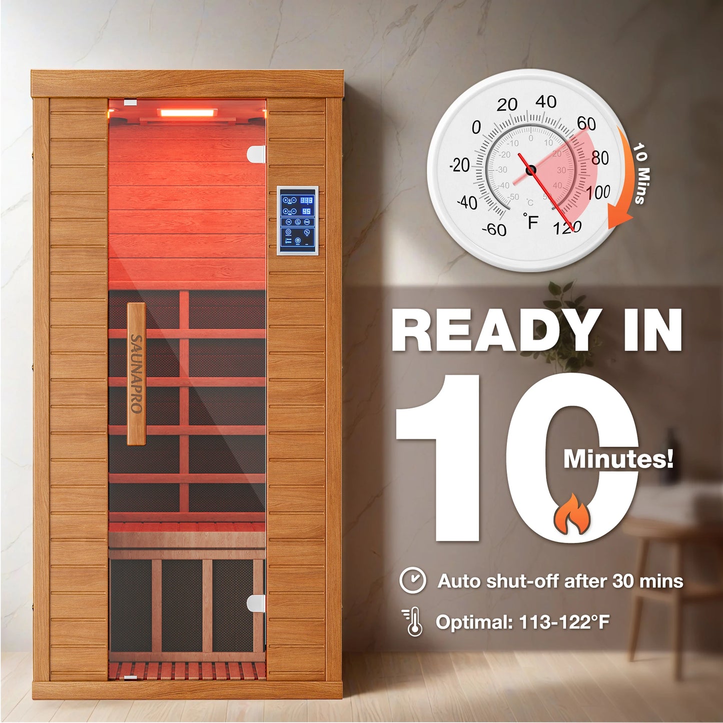 Polar Aurora 1Person Indoor Sauna Spectrum Infrared Sauna Easy to Install w/ BT and WiFi Control 5 Heater Panels, Home and Gym