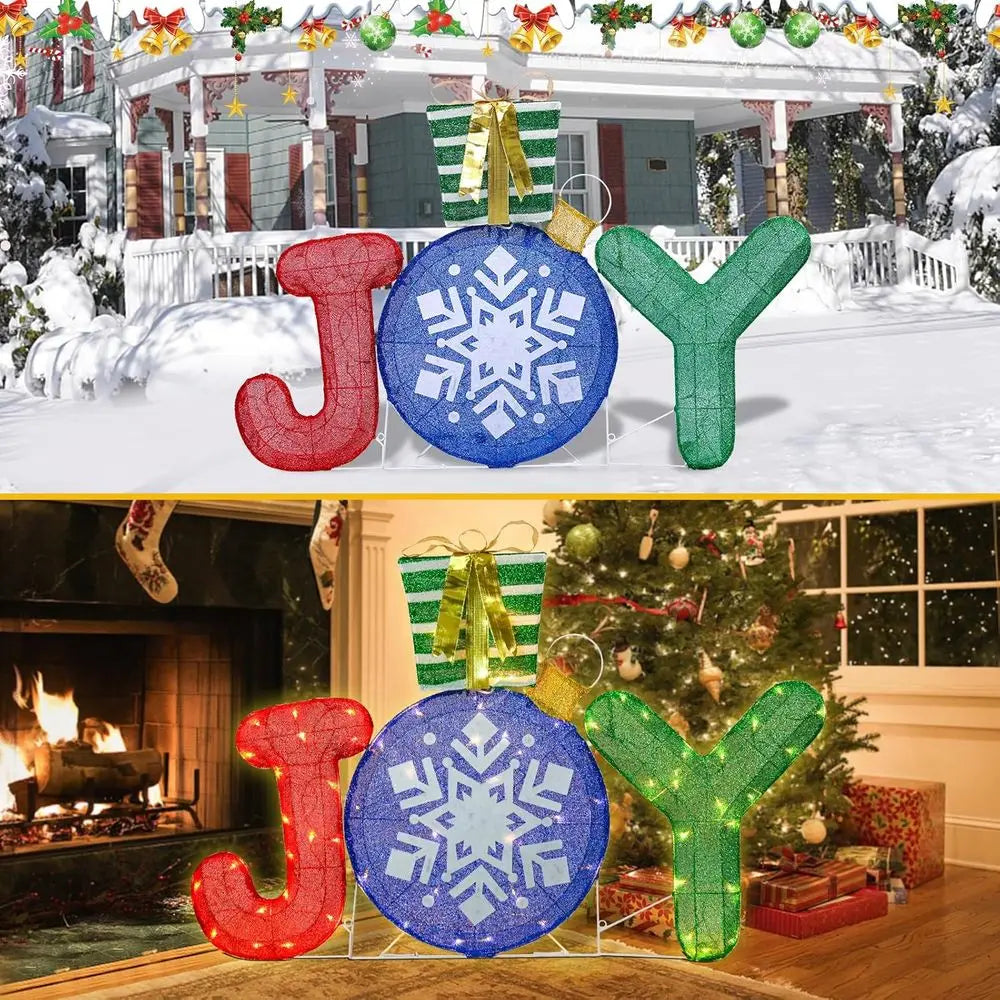 40 Illuminated Joy Nativity Outdoor Yard Sign with 70 LEDs, Christmas Lawn Decoration for Parties & Holidays