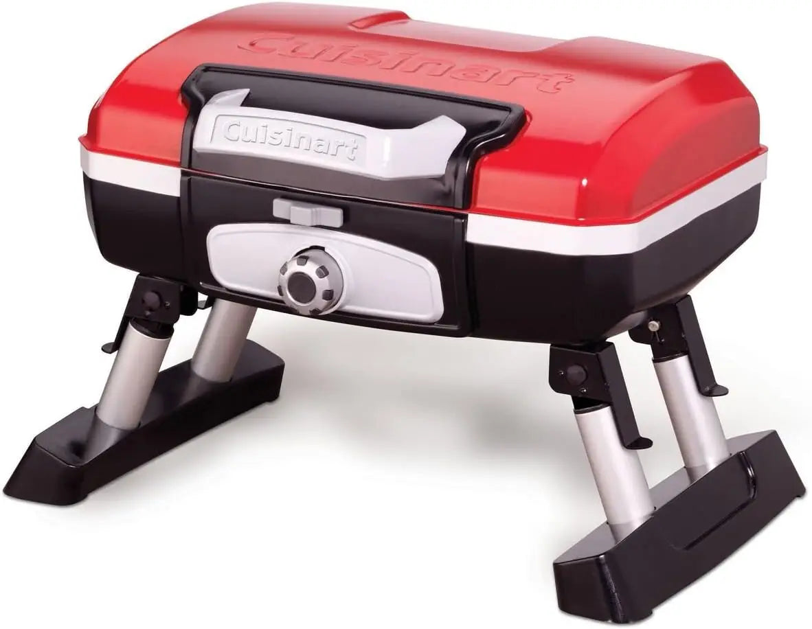 Portable Gas Grill for Camping, Compact Propane BBQ with Folding Legs, 150 Sq. In. Cooking Surface, Red